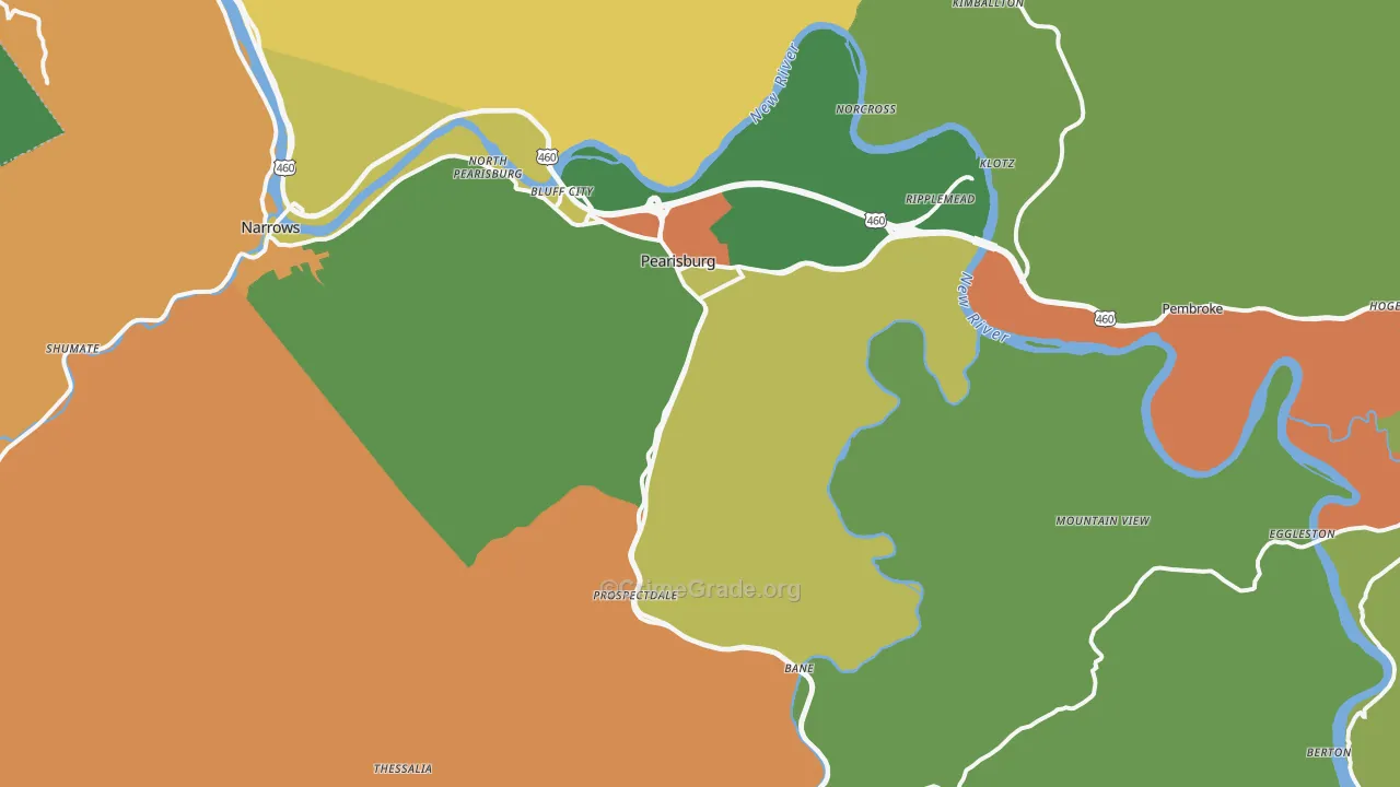 Pearisburg, VA Map of Murder Rates