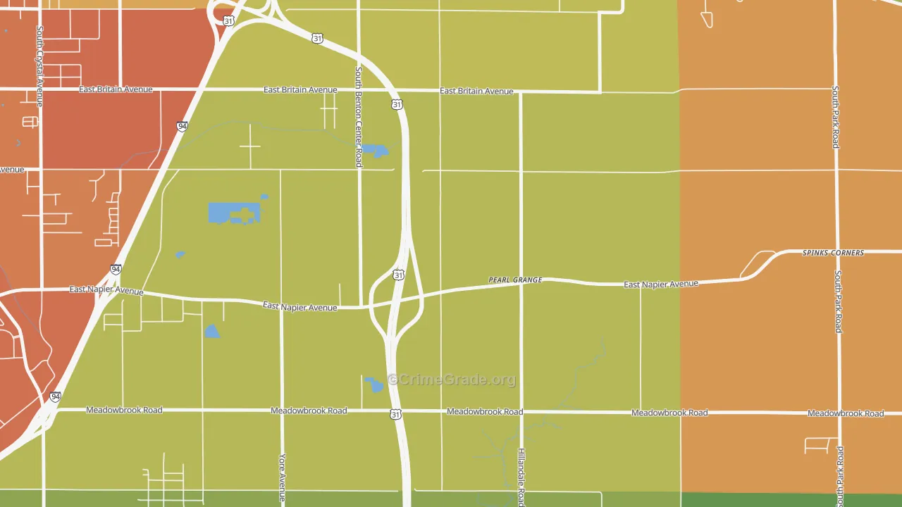 Pearl Grange, MI Map of Murder Rates
