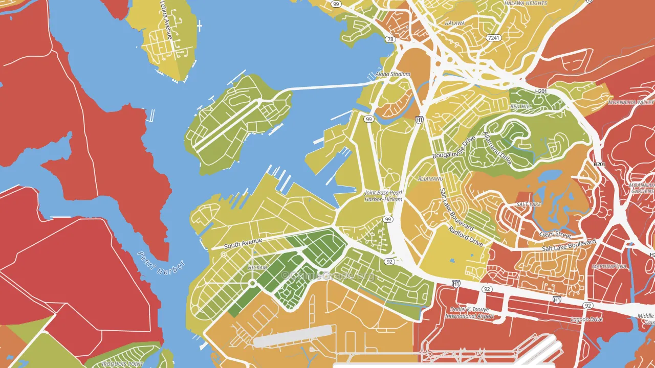 Pearl Harbor, HI Map of Murder Rates