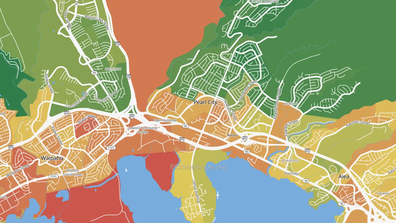 Pearl Highlands, Pearl City, HI Map of Murder Rates
