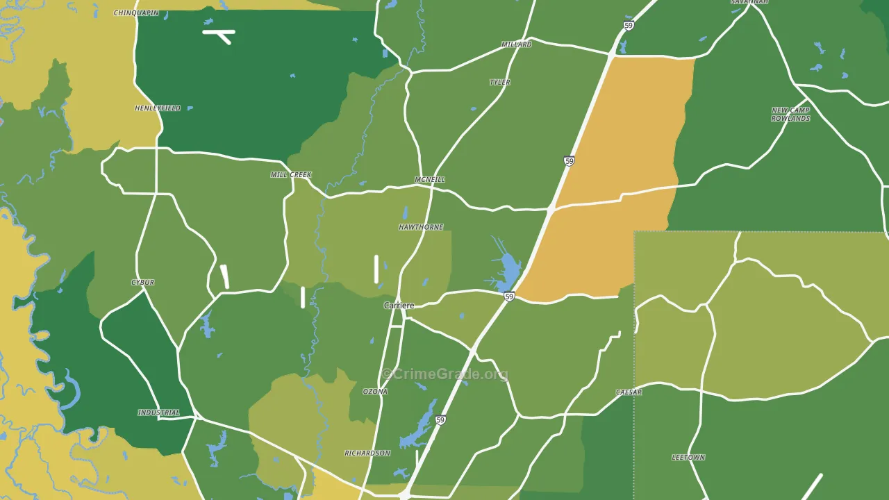 Pearl River County, MS Map of Murder Rates