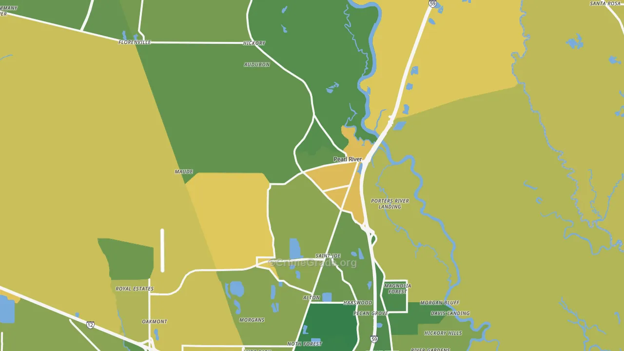 Pearl River, LA Map of Murder Rates