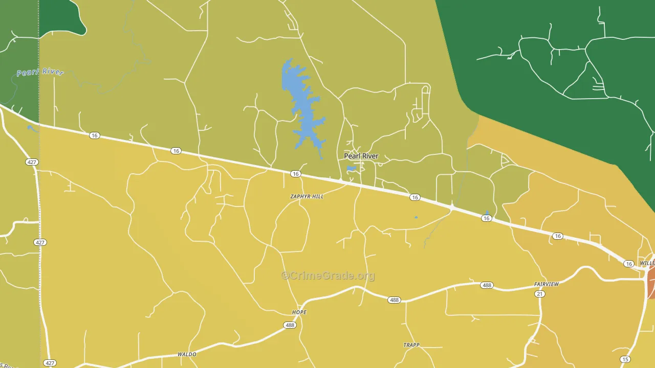 Pearl River, MS Map of Murder Rates