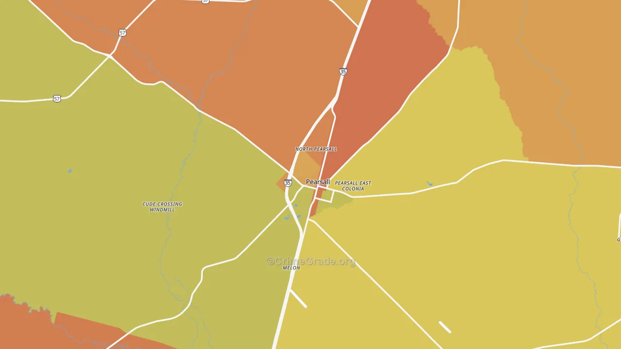 Pearsall, TX Map of Murder Rates