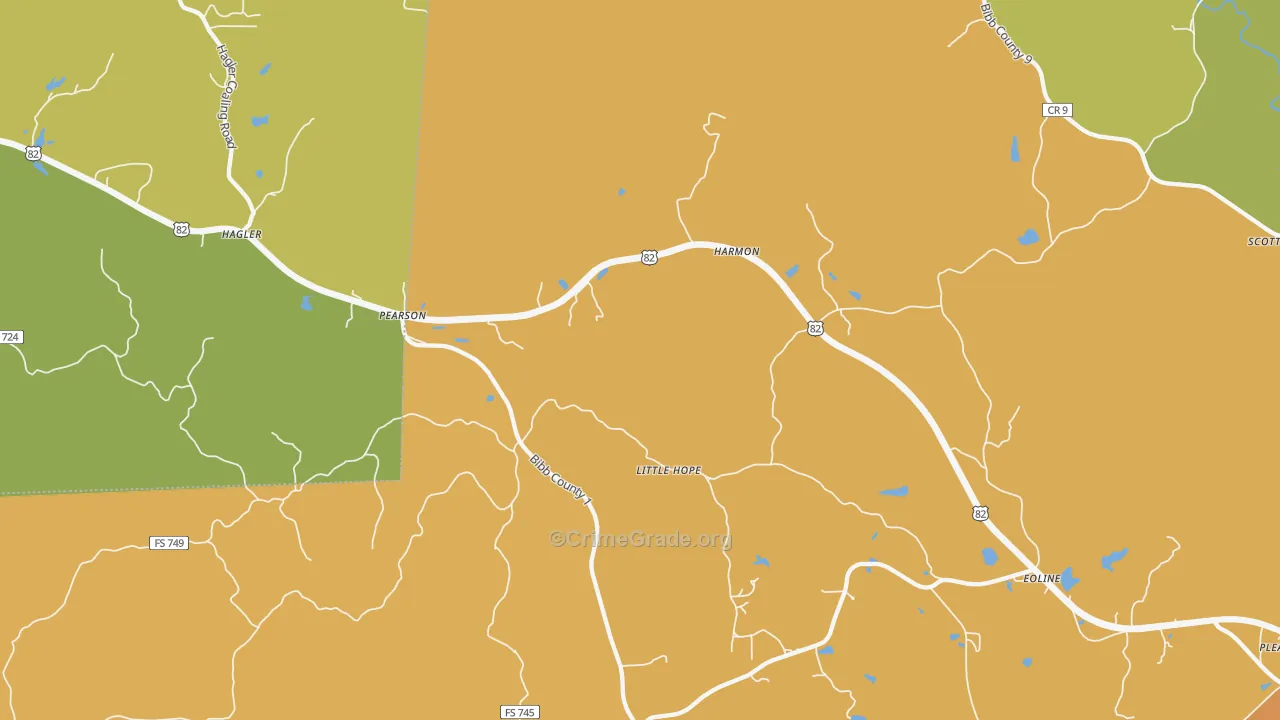 Pearson, AL Map of Murder Rates