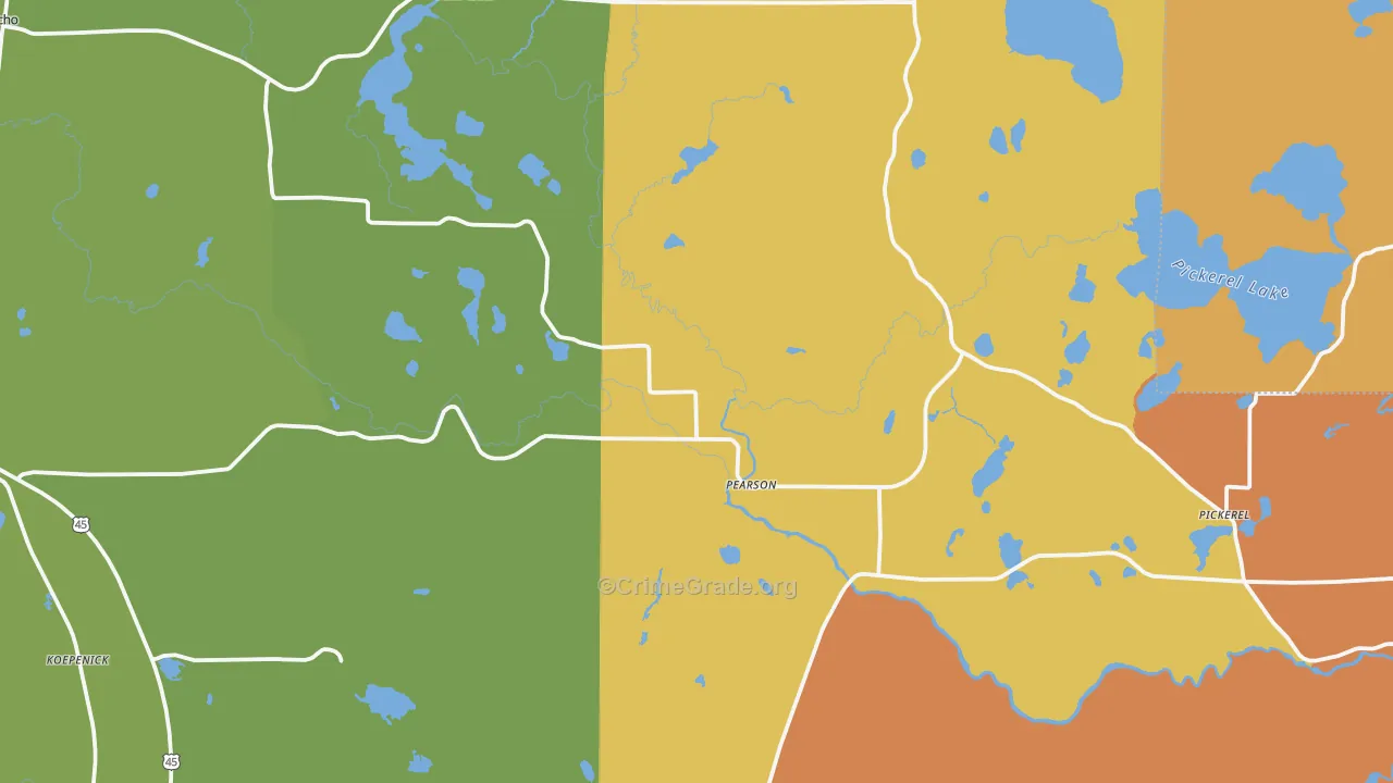 Pearson, WI Map of Murder Rates