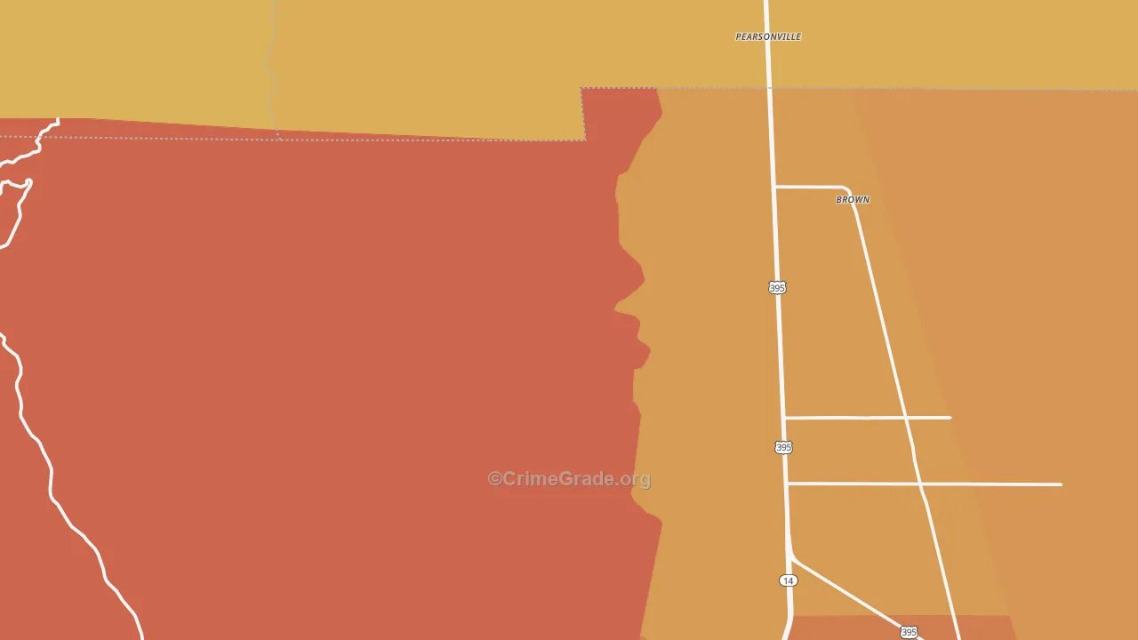 Pearsonville, CA Map of Murder Rates