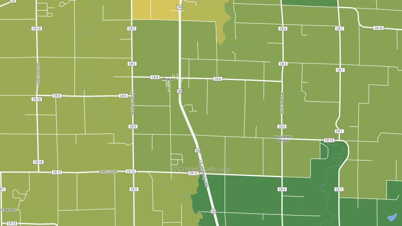 Pease, MN Map of Murder Rates