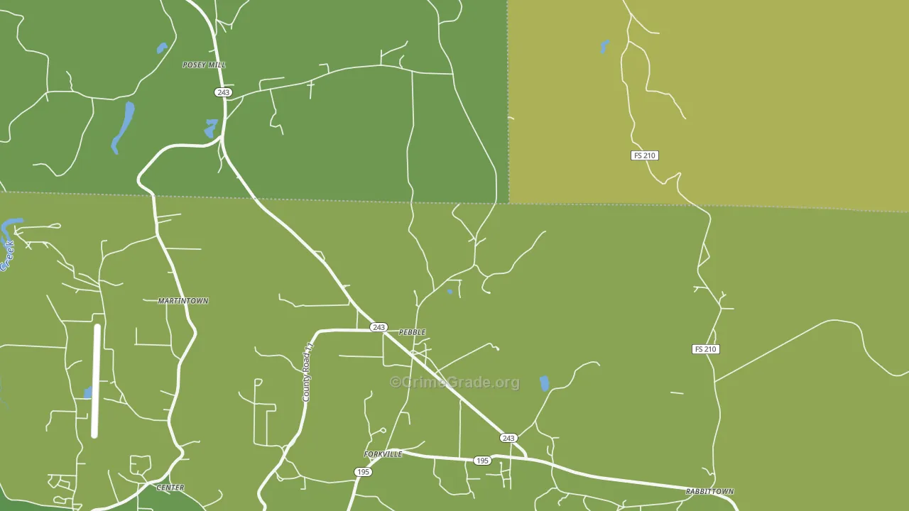 Pebble, AL Map of Murder Rates