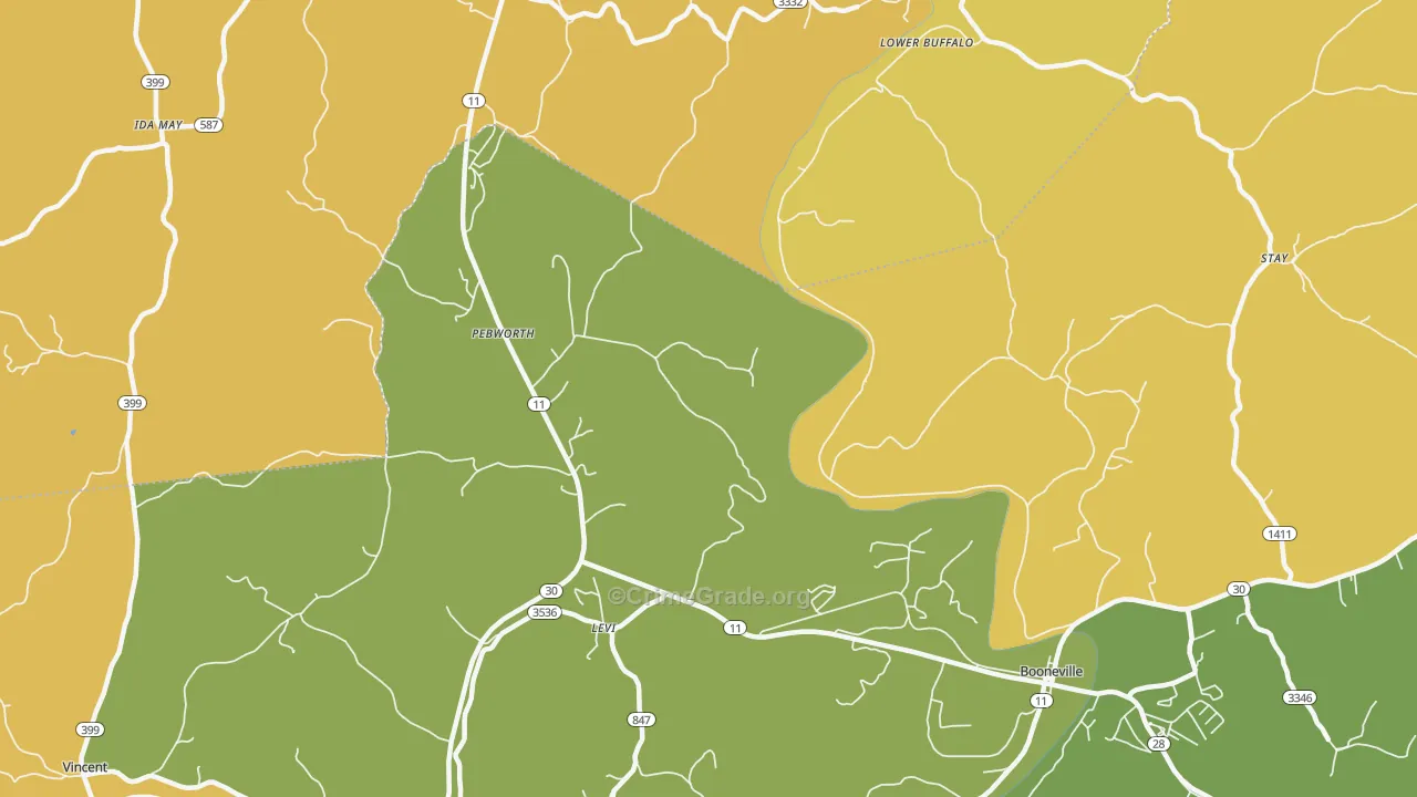 Pebworth, KY Map of Murder Rates
