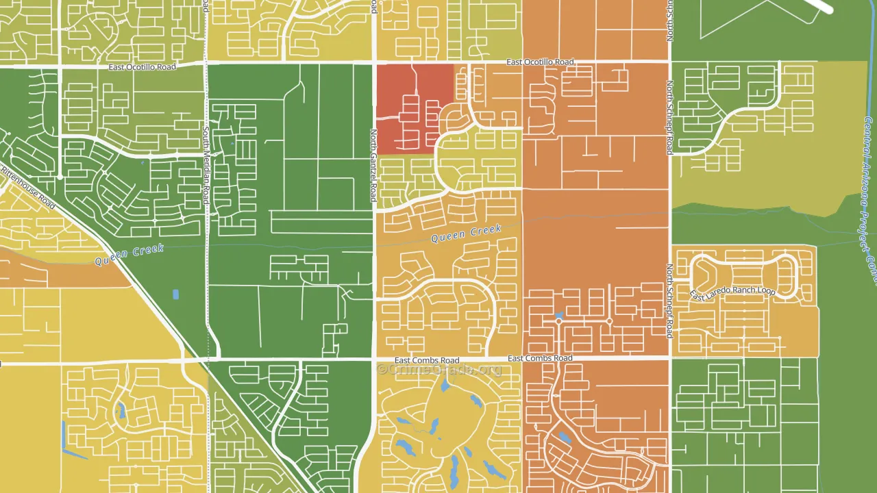 Pecan Creek, San Tan Valley, AZ Map of Murder Rates
