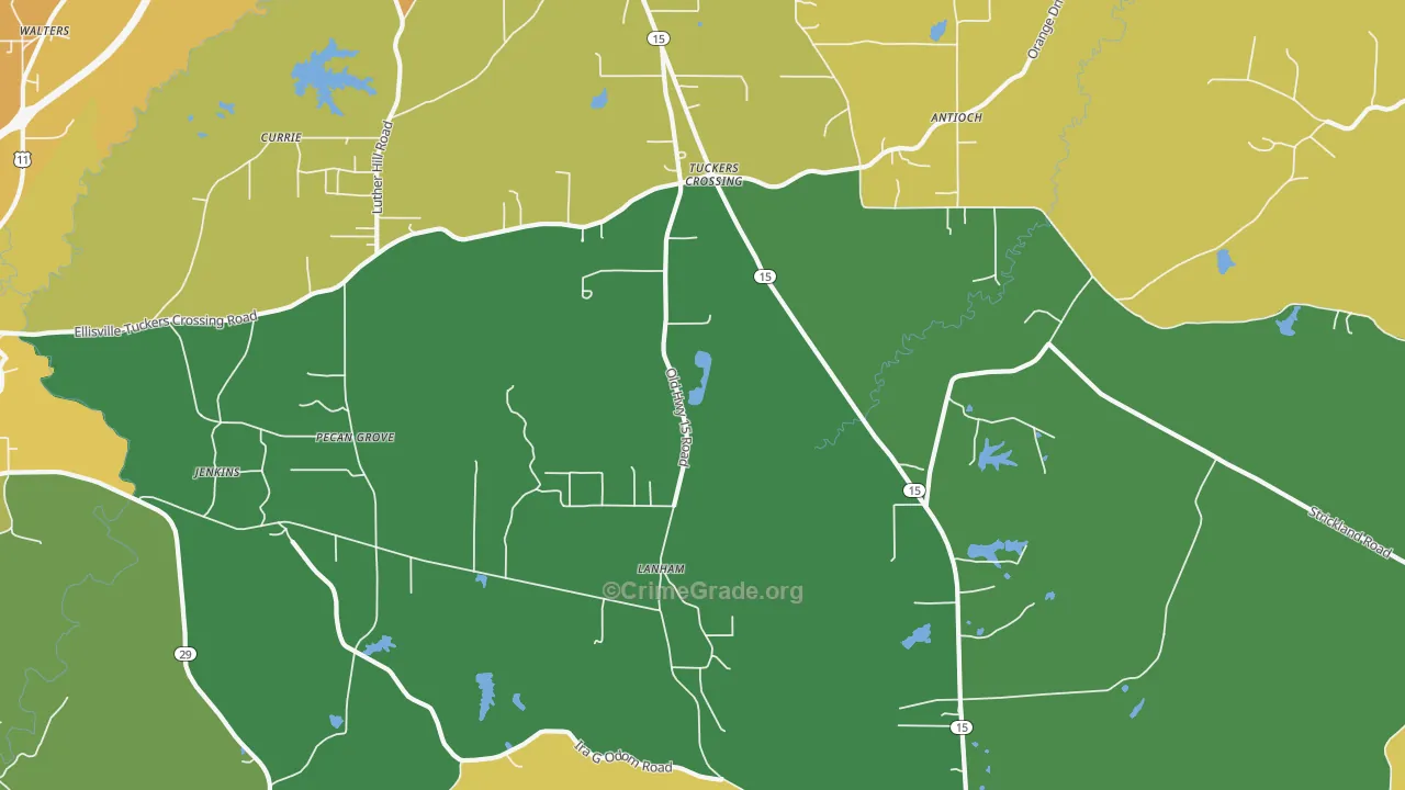 Pecan Grove, MS Map of Murder Rates