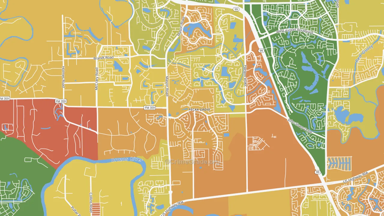 Pecan Grove, TX Map of Murder Rates