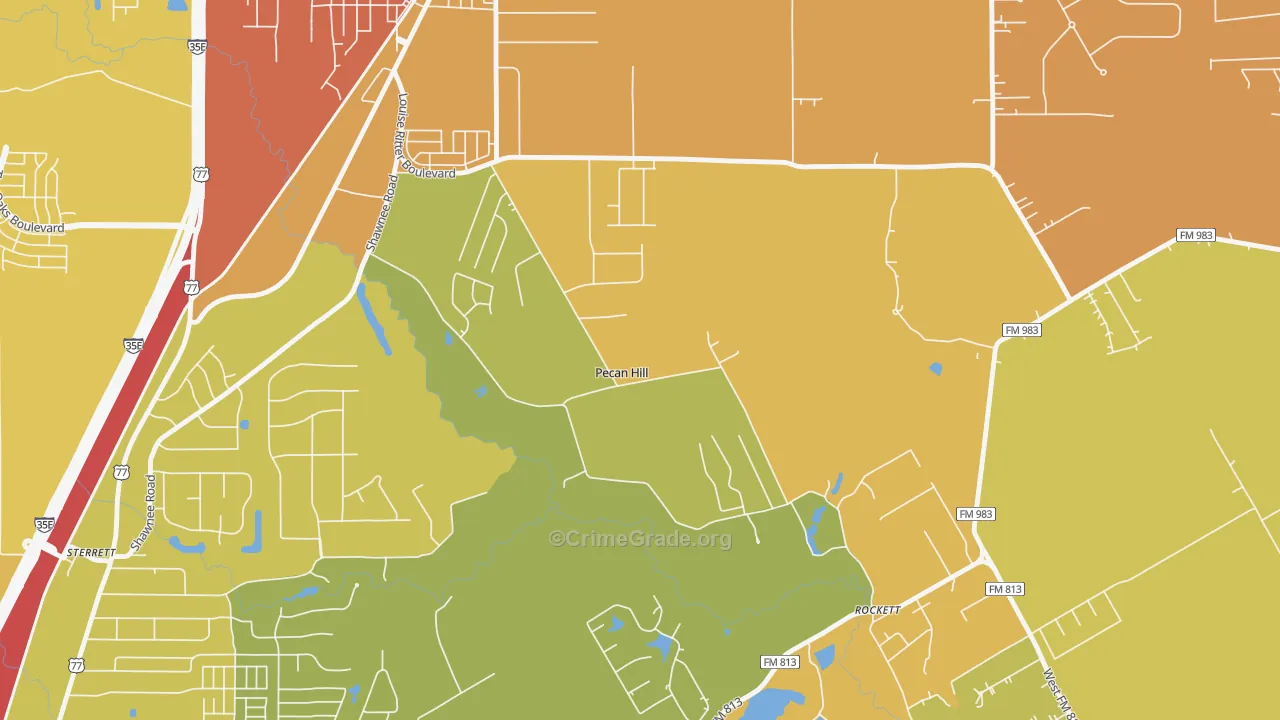 Pecan Hill, TX Map of Murder Rates