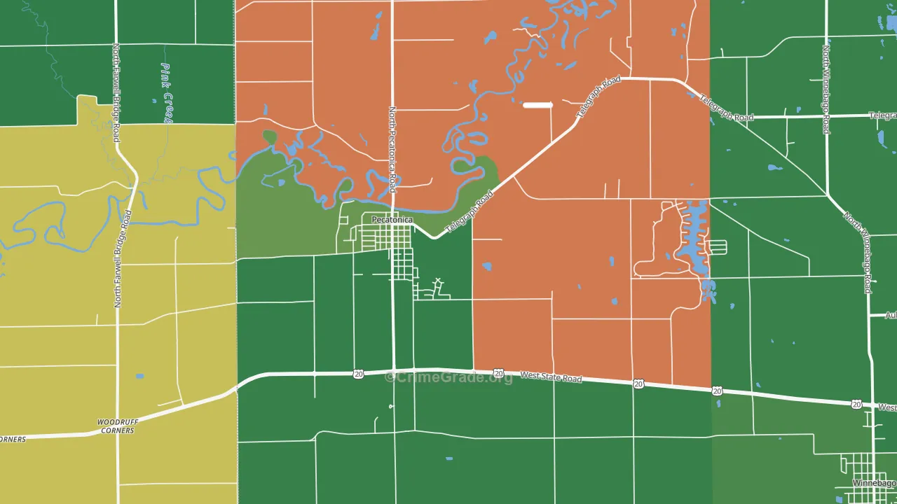 Pecatonica, IL Map of Murder Rates