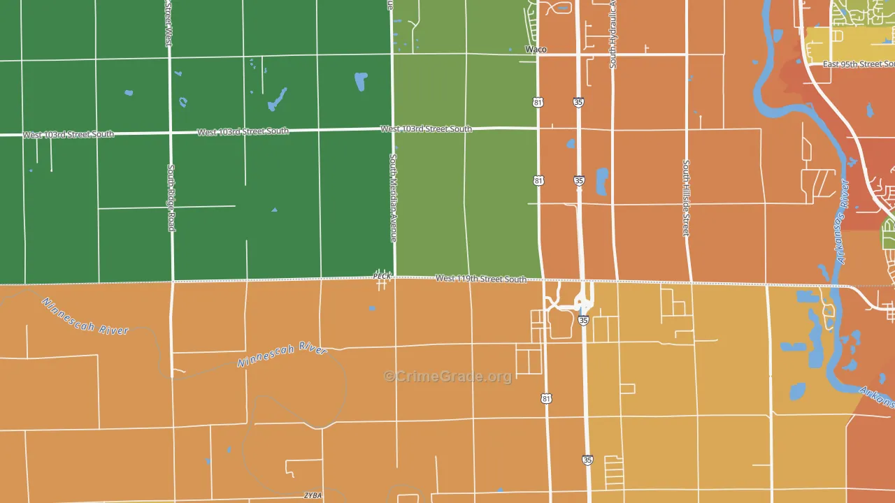 Peck, KS Map of Murder Rates