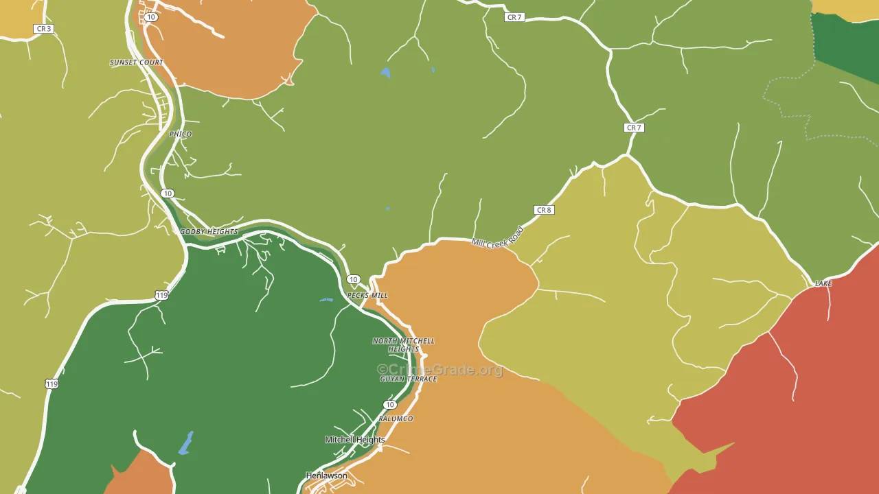 Pecks Mill, WV Map of Murder Rates