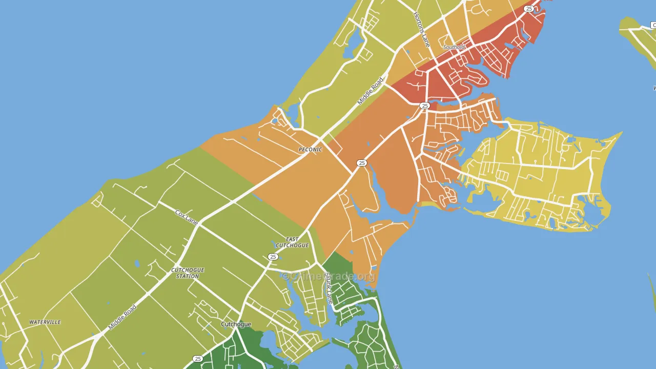 Peconic, NY Map of Murder Rates