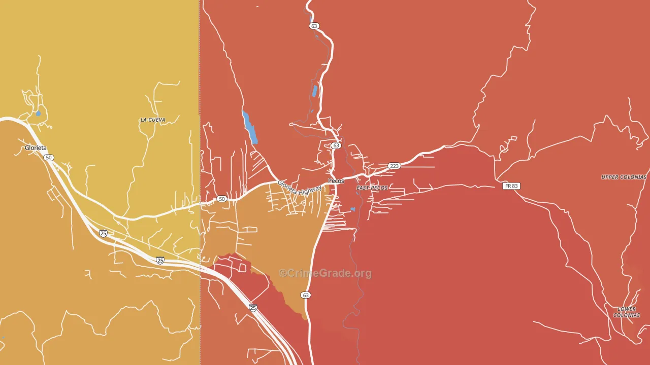 Pecos, NM Map of Murder Rates