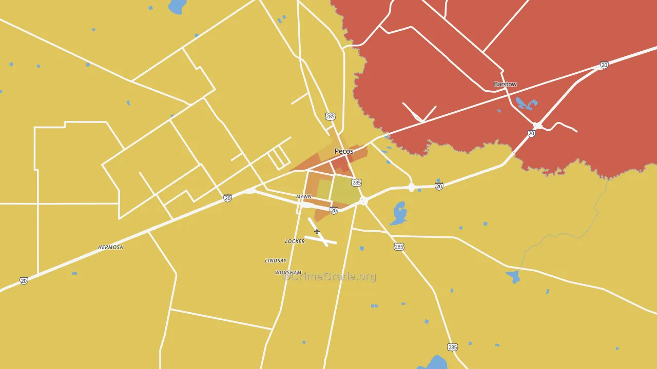 Pecos, TX Map of Murder Rates