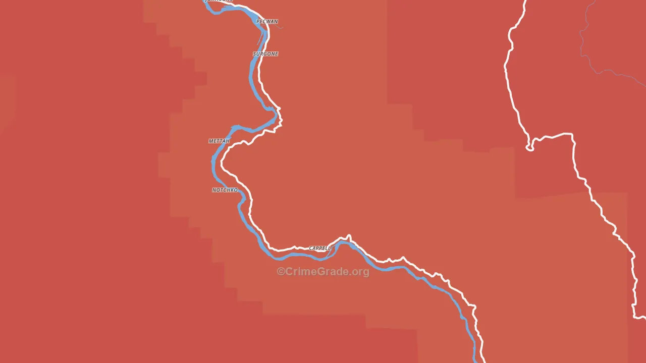 Pecwan, CA Map of Murder Rates