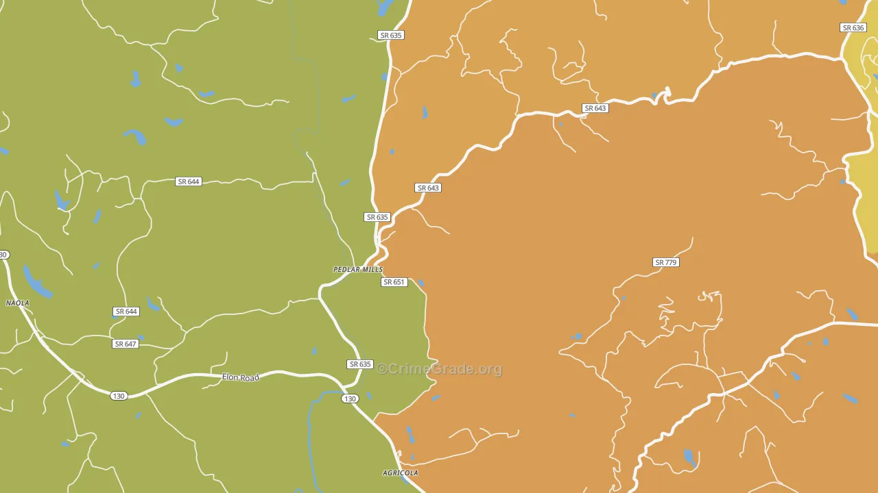Pedlar Mills, VA Map of Murder Rates