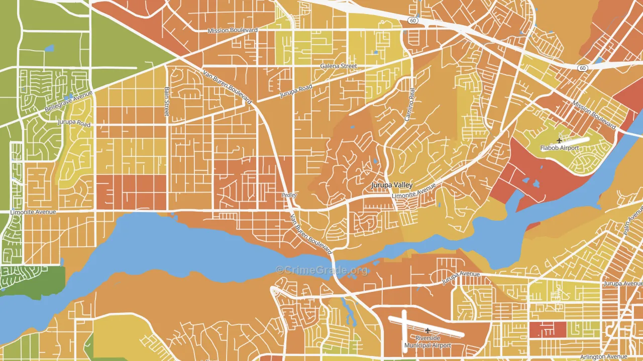 Pedley, CA Map of Murder Rates