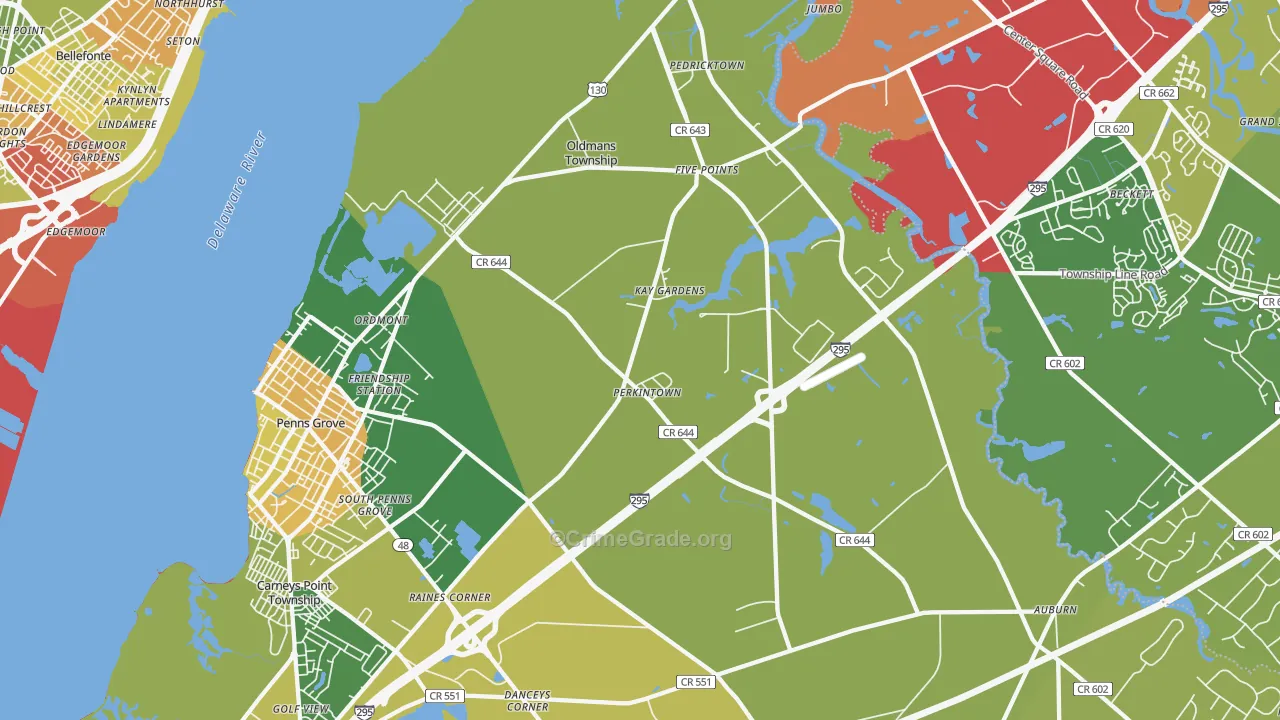 Pedricktown, NJ Map of Murder Rates
