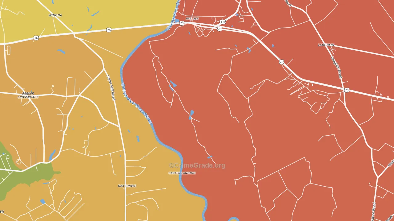 Pee Dee, SC Map of Murder Rates