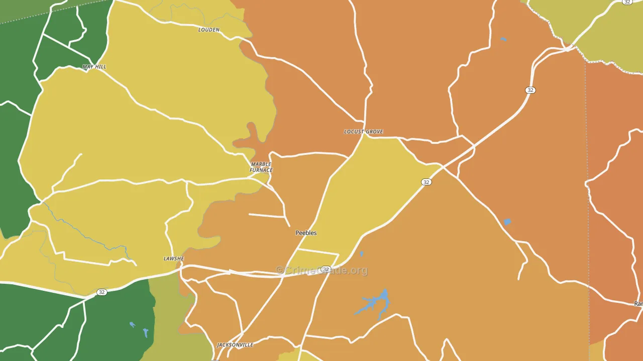 Peebles, OH Map of Murder Rates