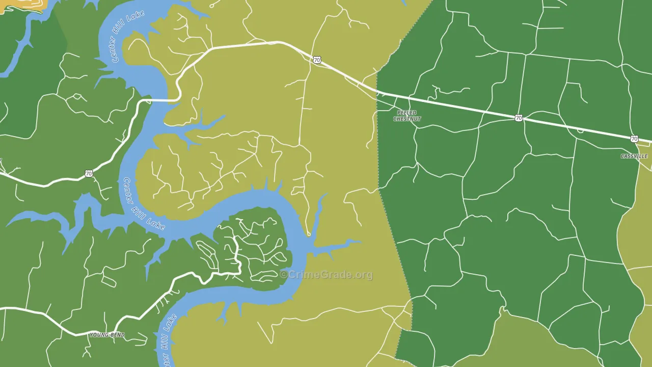 Peeled Chestnut, TN Map of Murder Rates