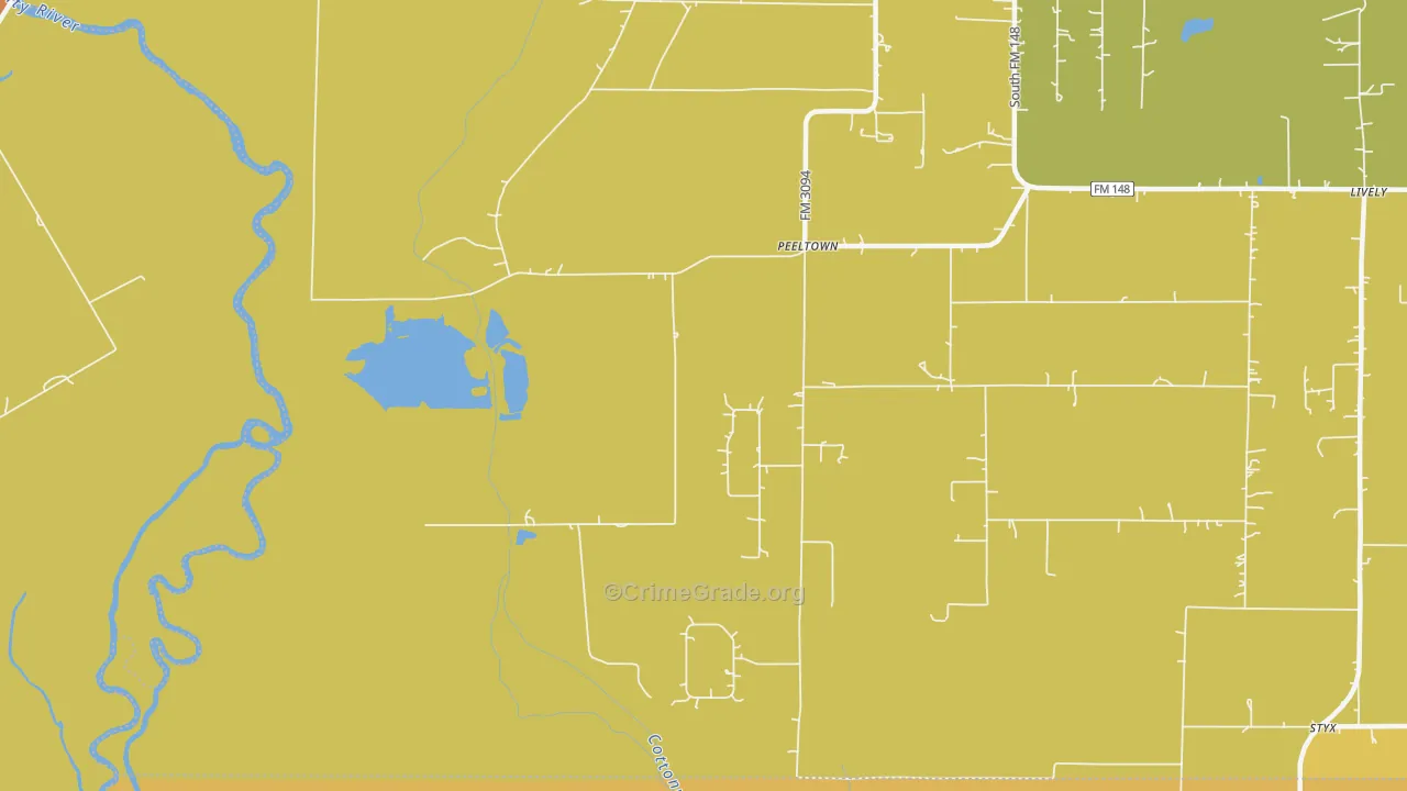 Peeltown, TX Map of Murder Rates