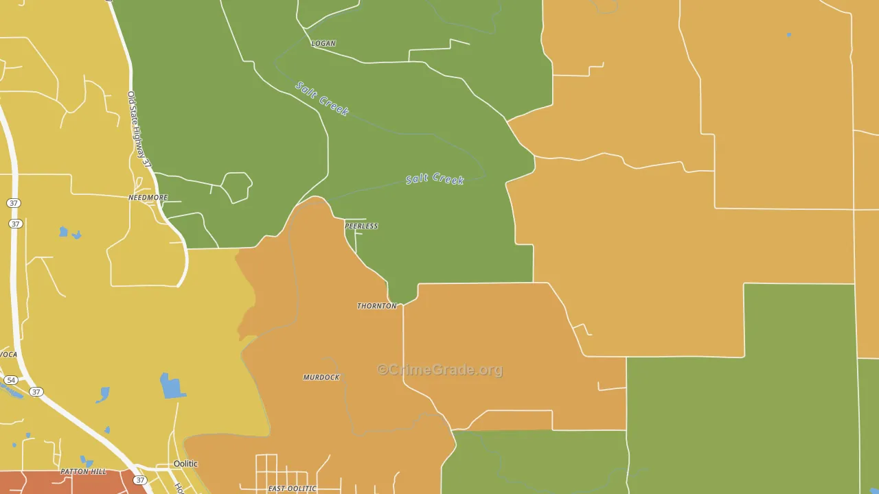 Peerless, IN Map of Murder Rates