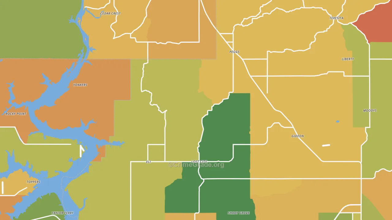 Peggs, OK Map of Murder Rates