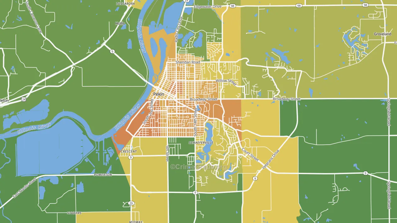 Pekin, IL Map of Murder Rates