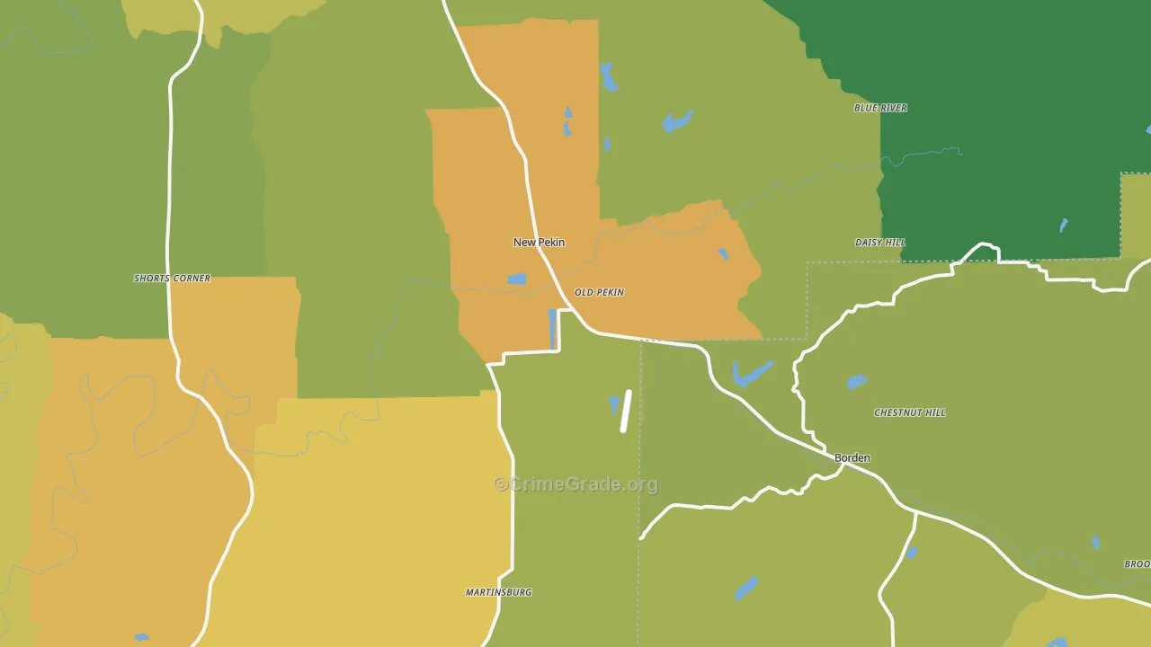 Pekin, IN Map of Murder Rates