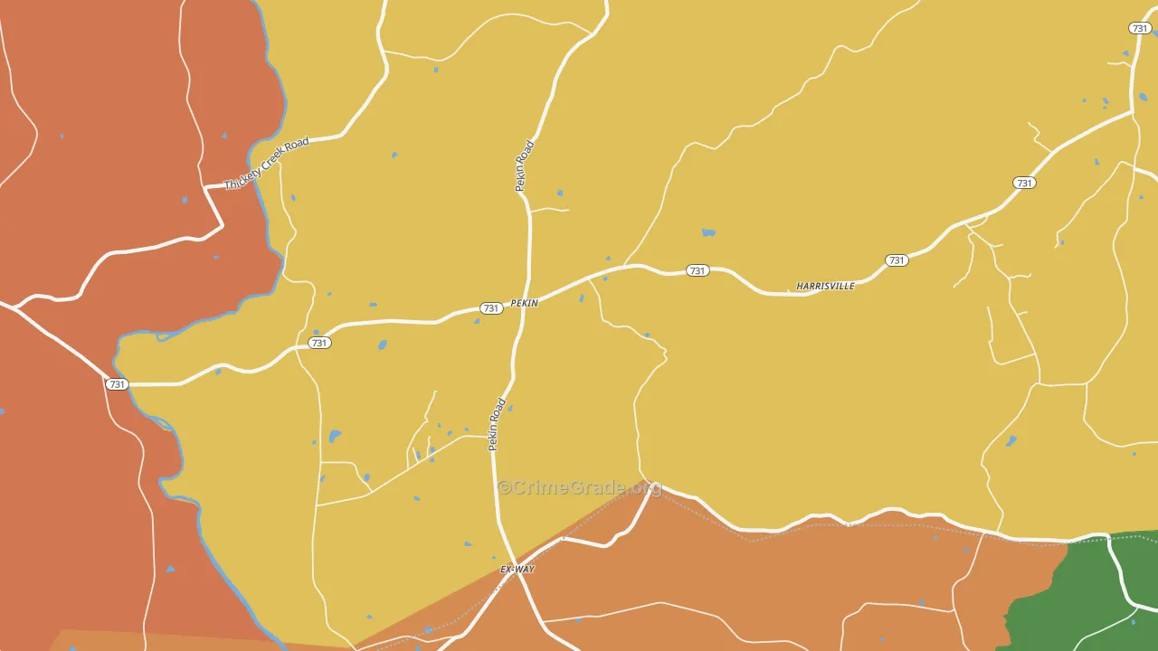 Pekin, NC Map of Murder Rates