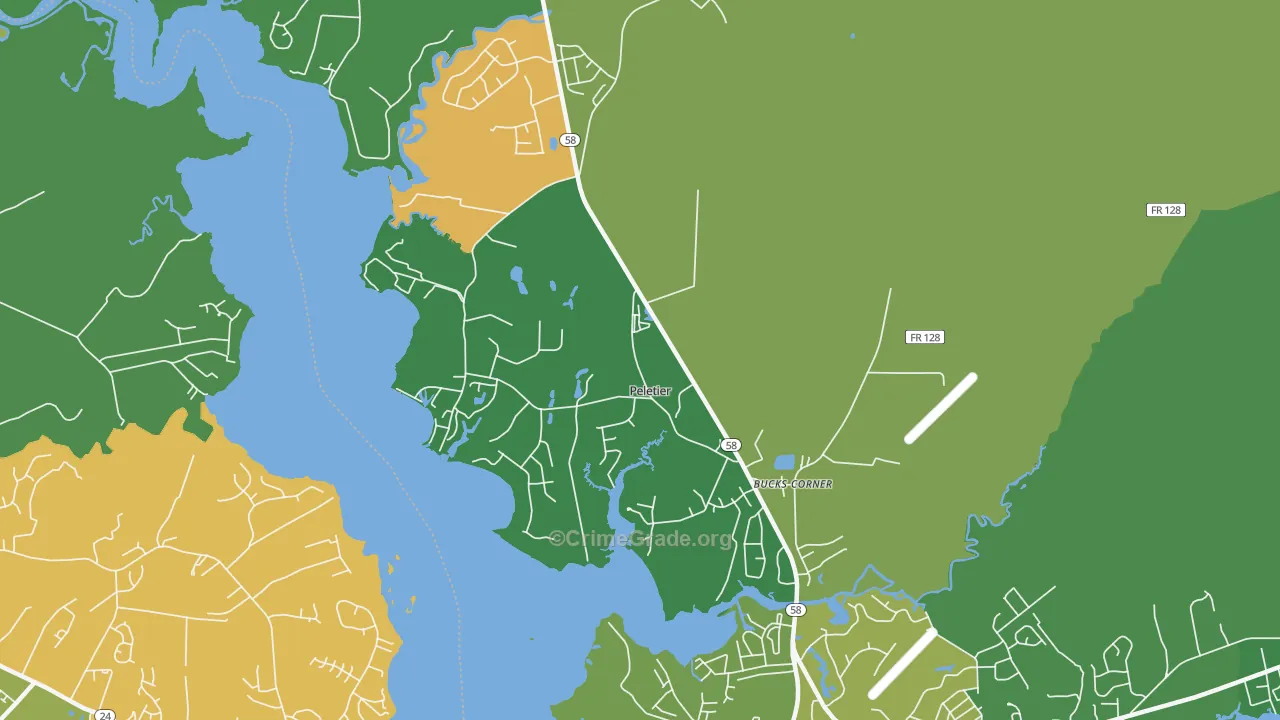 Peletier, NC Map of Murder Rates