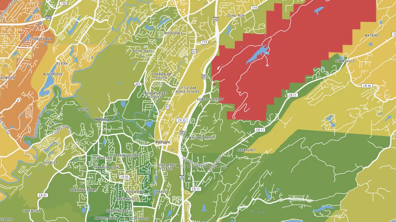 Pelham, AL Map of Murder Rates