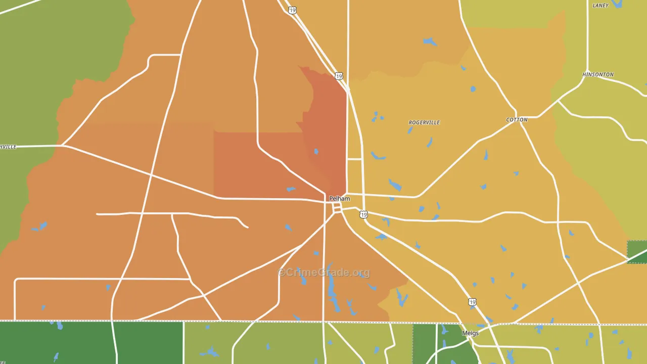 Pelham, GA Map of Murder Rates