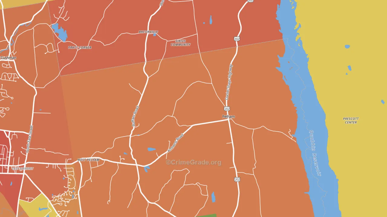 Pelham, MA Map of Murder Rates