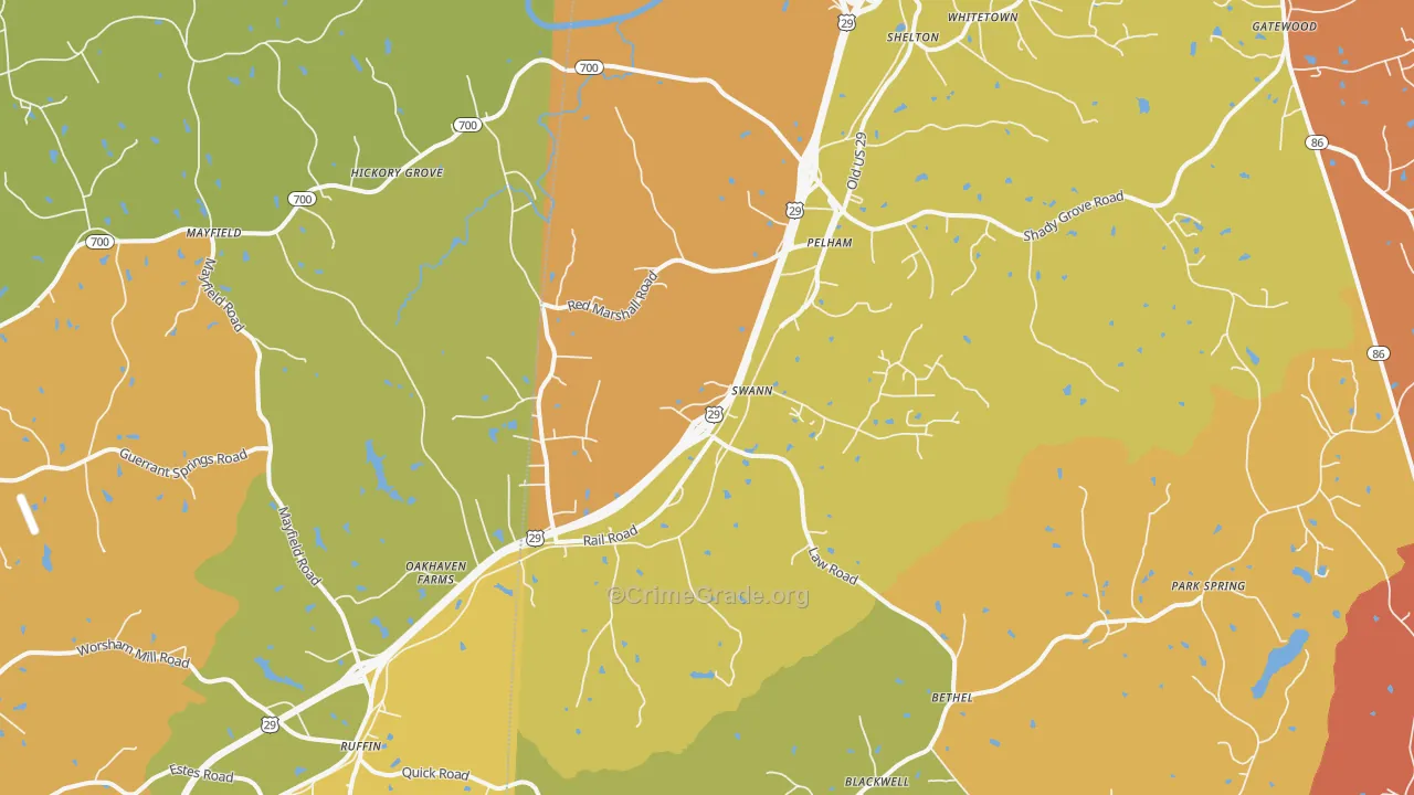 Pelham, NC Map of Murder Rates