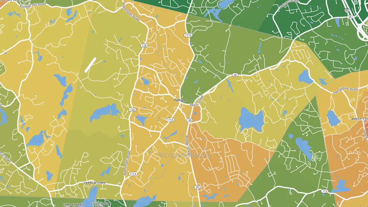 Pelham, NH Map of Murder Rates