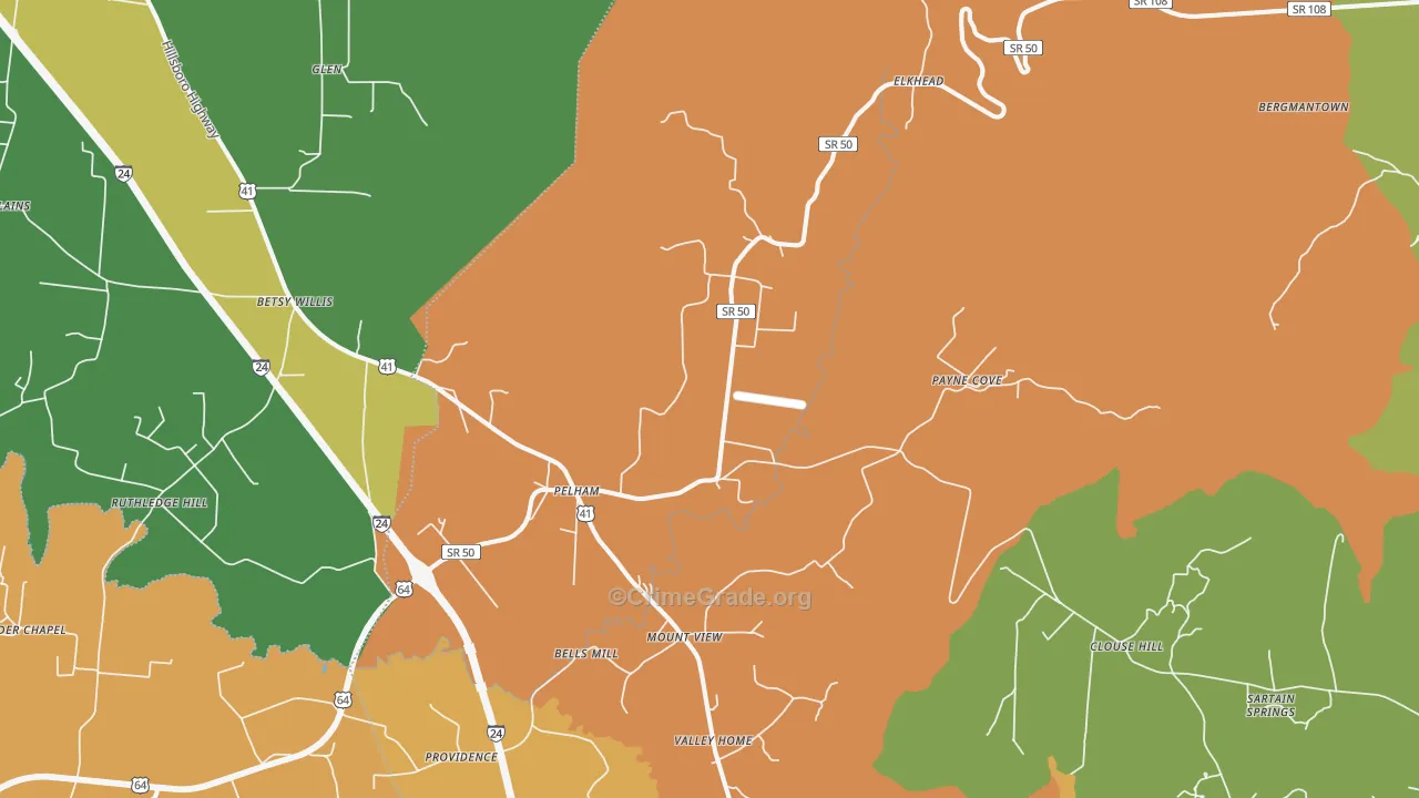 Pelham, TN Map of Murder Rates