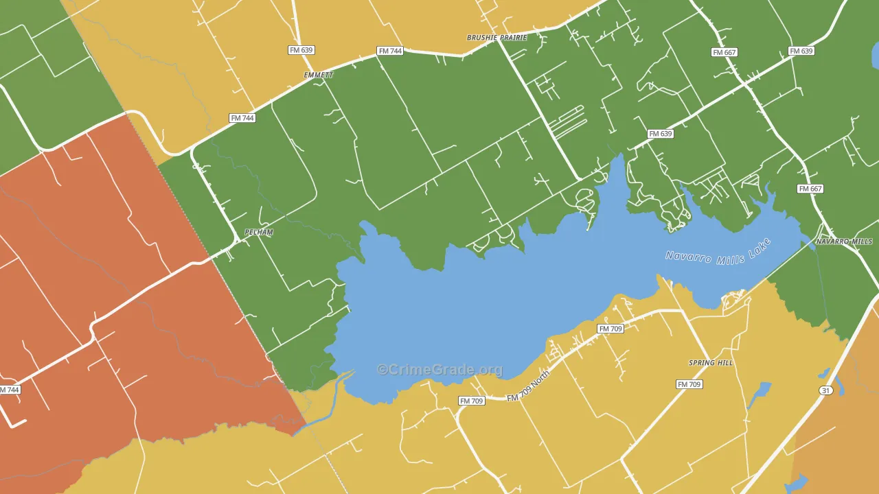 Pelham, TX Map of Murder Rates