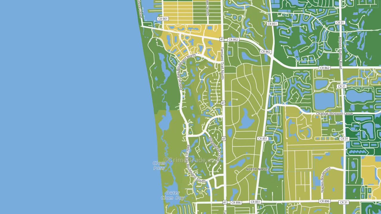 Pelican Bay, Naples, FL Map of Murder Rates
