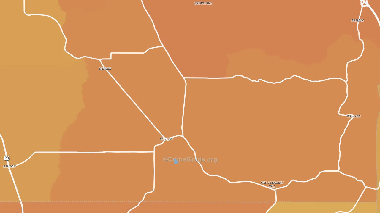 Pelican, LA Map of Murder Rates