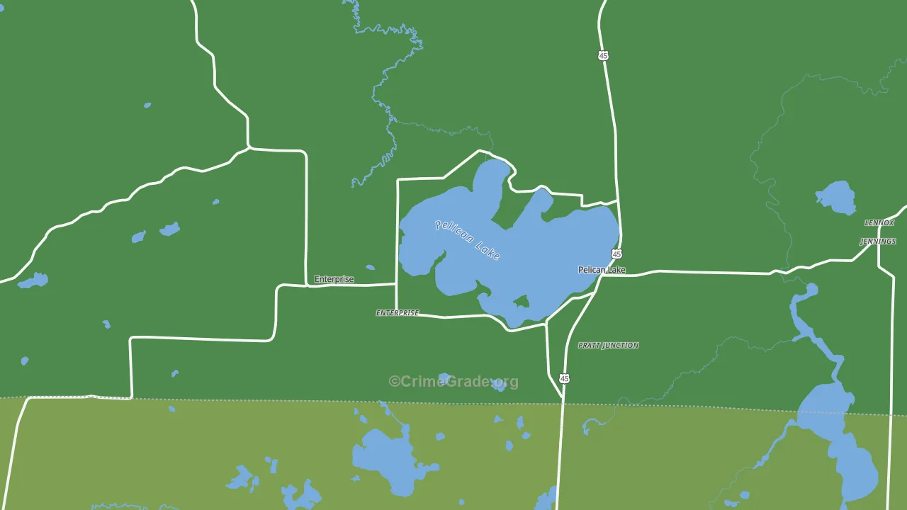 Pelican Lake, WI Map of Murder Rates