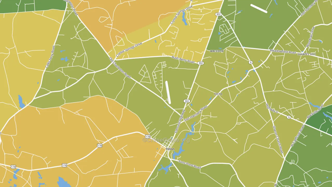 Pelion, SC Map of Murder Rates