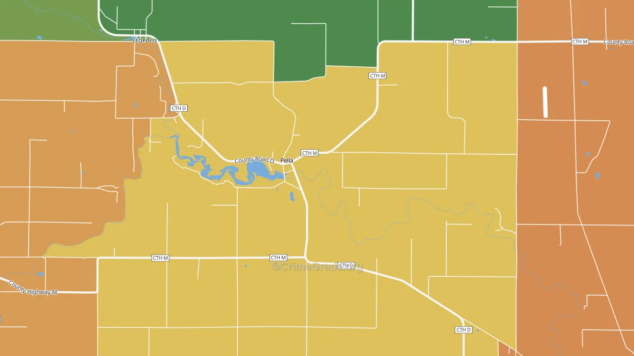 Pella, WI Map of Murder Rates